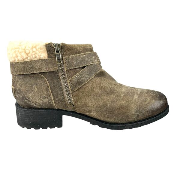 UGG Women’s Benson Brown Leather Casual Winter Boot Size US 10 - Picture 4 of 11
